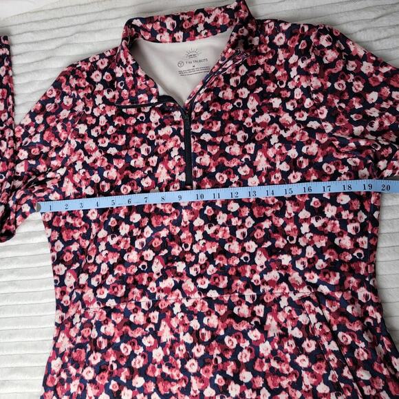 T by Talbots Medium Quarter Zip Pullover Pink Navy Floral UPF 50 Sun Shirt - Picture 4 of 9